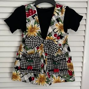 NEW TRUE VINTAGE 90's DEADSTOCK KIDS 2 PIECE TOP Gingham Plaid Cherry Picnic